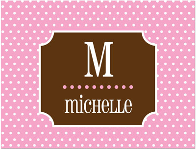 Note Cards/Stationery by Prints Charming - Pink & Brown Tiny Dots (Folded)