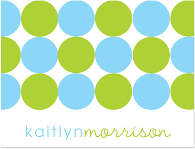 Note Cards/Stationery by Prints Charming - Aqua & Lime Modern Circles (Folded)