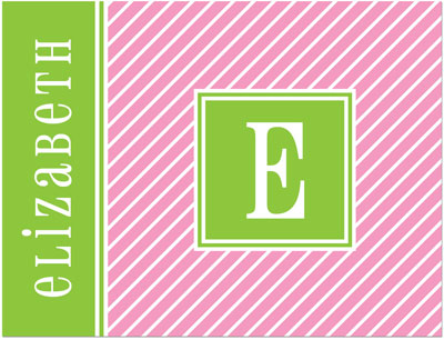 Note Cards/Stationery by Prints Charming - Pink & Lime Pinstripe Initial (Folded) Note Cards/Stationery by Prints Charming - Pink & Lime Pinstripe Initial (Folded)