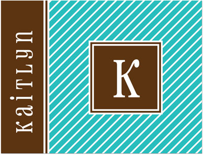 Note Cards/Stationery by Prints Charming - Turquoise & Brown Pinstripe Initial (Folded) Note Cards/Stationery by Prints Charming - Turquoise & Brown Pinstripe Initial (Folded)