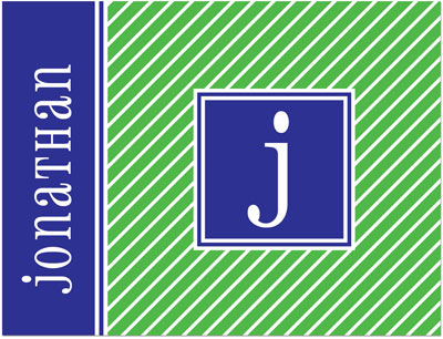 Note Cards/Stationery by Prints Charming - Green & Navy Pinstripe Initial (Folded) Note Cards/Stationery by Prints Charming - Green & Navy Pinstripe Initial (Folded)