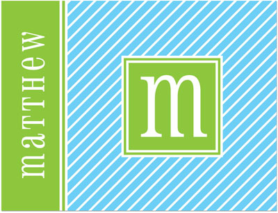 Note Cards/Stationery by Prints Charming - Blue & Green Pinstripe Initial (Folded) Note Cards/Stationery by Prints Charming - Blue & Green Pinstripe Initial (Folded)