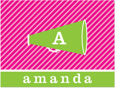 Note Cards/Stationery by Prints Charming - Pink & Green Megaphone Custom (Folded)