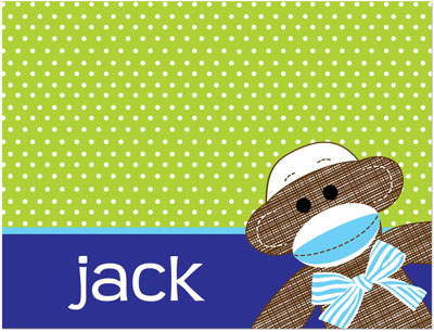 Note Cards/Stationery by Prints Charming - Green & Navy Sock Monkey (Folded) Note Cards/Stationery by Prints Charming - Green & Navy Sock Monkey (Folded)