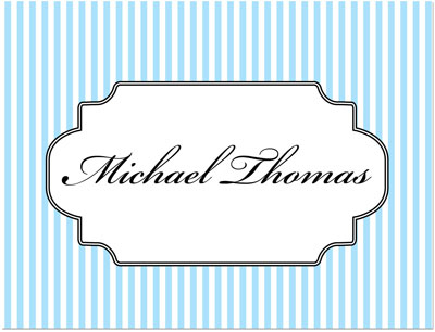 Note Cards/Stationery by Prints Charming - Light Blue Elegant Pinstripe (Folded)