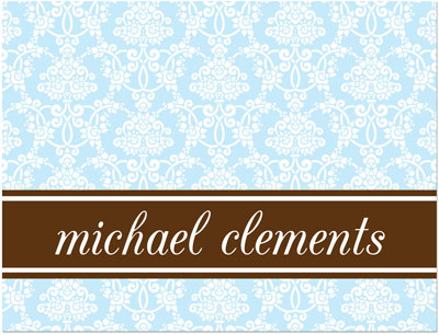 Note Cards/Stationery by Prints Charming - Blue & Brown Delicate Floral (Folded)