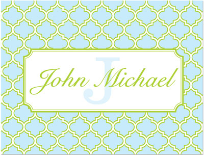 Note Cards/Stationery by Prints Charming - Blue & Green Greek Pattern (Folded)