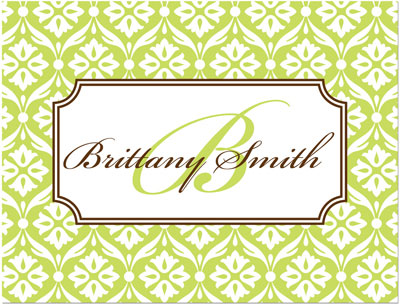 Note Cards/Stationery by Prints Charming - Light Green & White Lace Pattern (Folded)