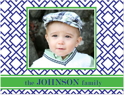 Note Cards/Stationery by Prints Charming - Navy & Green Geometric Print Photo (Folded)