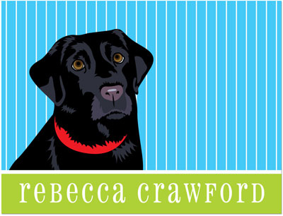 Note Cards/Stationery by Prints Charming - Black Lab Pinstripe (Folded)