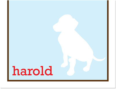 Note Cards/Stationery by Prints Charming - Light Blue Dog Silhouette (Folded)