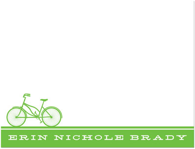 Note Cards/Stationery by Prints Charming - Green Bicycle Silhouette (Flat)
