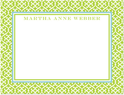 Note Cards/Stationery by Prints Charming - Lime & Turquoise Stylish Border (Flat)