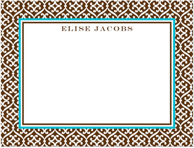 Note Cards/Stationery by Prints Charming - Brown & Turquoise Stylish Border (Flat)