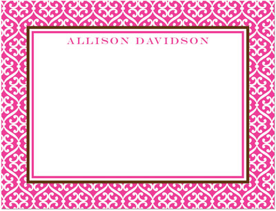 Note Cards/Stationery by Prints Charming - Hot Pink Stylish Border (Flat)