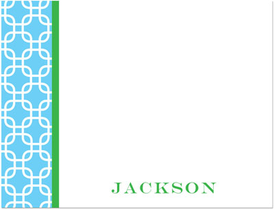 Note Cards/Stationery by Prints Charming - Aqua & Green Stylish Chain (Flat)