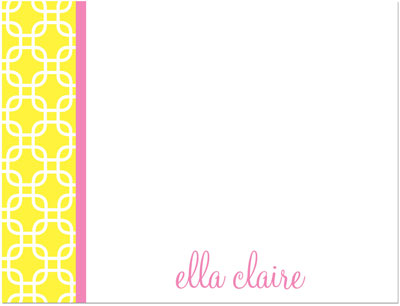 Note Cards/Stationery by Prints Charming - Yellow & Pink Stylish Chain (Flat)