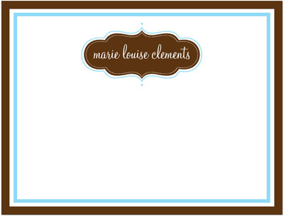 Note Cards/Stationery by Prints Charming - Brown & Light Blue Decorative Element (Flat)