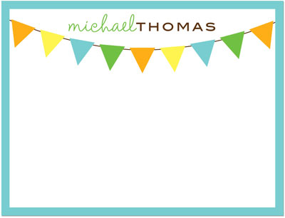 Note Cards/Stationery by Prints Charming - Blue Border Multi Color Pendant Banner (Flat) Note Cards/Stationery by Prints Charming - Blue Border Multi Color Pendant Banner (Flat)