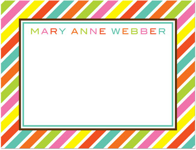 Prints Charming Note Cards/Stationery - Bright Multi Color Diagonal Stripe (Flat)