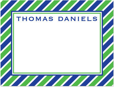 Note Cards/Stationery by Prints Charming - Navy & Green Diagonal Stripe (Flat)
