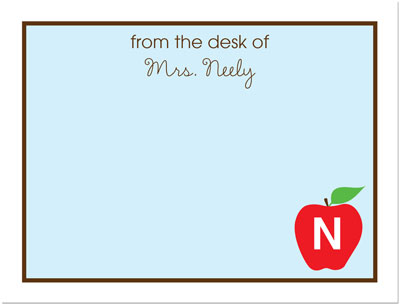 Note Cards/Stationery by Prints Charming - Light Blue Teachers Apple (Flat)