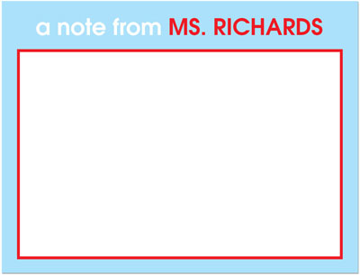 Note Cards/Stationery by Prints Charming - Light Blue & Red Teachers (Flat)