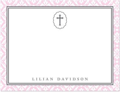 Note Cards/Stationery by Prints Charming - Pink Cross With Lace Border (Flat) Note Cards/Stationery by Prints Charming - Pink Cross With Lace Border (Flat)