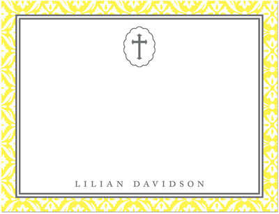 Note Cards/Stationery by Prints Charming - Yellow Cross With Lace Border (Flat) Note Cards/Stationery by Prints Charming - Yellow Cross With Lace Border (Flat)