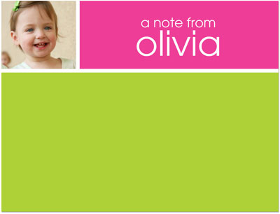 Note Cards/Stationery by Prints Charming - Pink & Lime Chevron Photo (Flat)