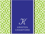 Prints Charming Note Cards/Stationery - Green & Blue Elegant Band (Folded)