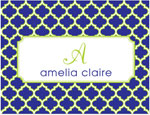 Note Cards/Stationery by Prints Charming - Navy & Lime Greek Pattern (Folded)
