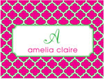 Note Cards/Stationery by Prints Charming - Hot Pink & Green Greek Pattern (Folded)