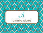 Note Cards/Stationery by Prints Charming - Turquoise & Brown Greek Pattern (Folded)