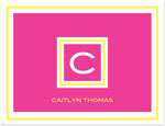 Note Cards/Stationery by Prints Charming - Hot Pink & Yellow Framed Initial (Folded)