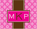 Note Cards/Stationery by Prints Charming - Hot Pink & Brown Monogram (Folded)