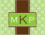 Note Cards/Stationery by Prints Charming - Green & Brown Monogram (Folded)