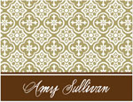Note Cards/Stationery by Prints Charming - Gold & Brown Classic Pattern (Folded)