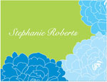 Note Cards/Stationery by Prints Charming - Elegant Blue Floral With Lime Background (Folded)