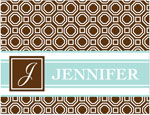 Note Cards/Stationery by Prints Charming - Brown & Light Blue Geometric Print (Folded)