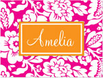 Note Cards/Stationery by Prints Charming - Orange & Hot Pink Playful Floral (Folded)