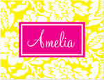 Note Cards/Stationery by Prints Charming - Hot Pink & Yellow Playful Floral (Folded)
