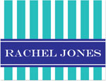 Note Cards/Stationery by Prints Charming - Turquoise & Navy Classic Stripe (Folded)