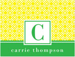 Note Cards/Stationery by Prints Charming - Yellow & Green Geometric Print Initial (Folded)