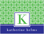 Note Cards/Stationery by Prints Charming - Green & Navy Geometric Print Initial (Folded)
