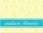 Note Cards/Stationery by Prints Charming - Yellow & Turquoise Delicate Floral Print (Folded)