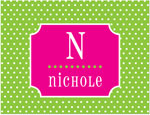 Note Cards/Stationery by Prints Charming - Green & Hot Pink Tiny Dots (Folded)