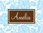 Note Cards/Stationery by Prints Charming - Light Blue & Brown Playful Floral (Folded)