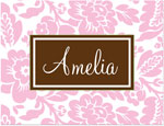 Note Cards/Stationery by Prints Charming - Light Pink & Brown Playful Floral (Folded)