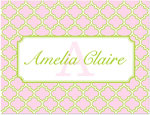 Note Cards/Stationery by Prints Charming - Pink & Green Greek Pattern (Folded)